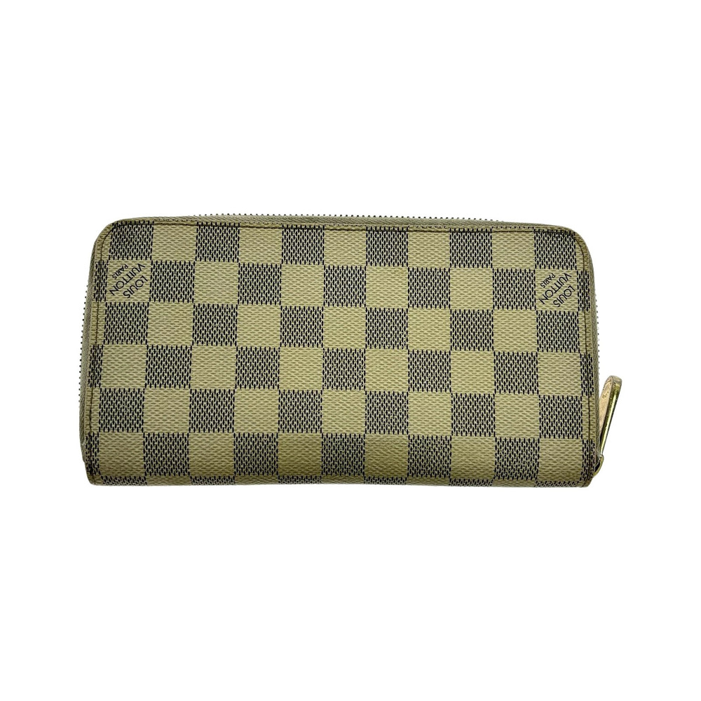LOUIS VUITTON Long Wallet Damier Azur White Zippy White